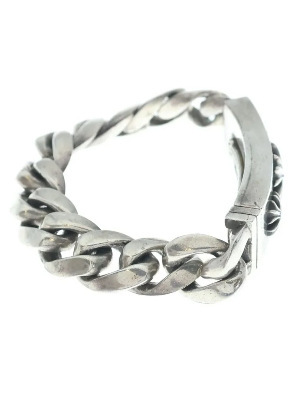 Chrome Hearts Plus ID Blue Sapphire Silver Chain Bracelet